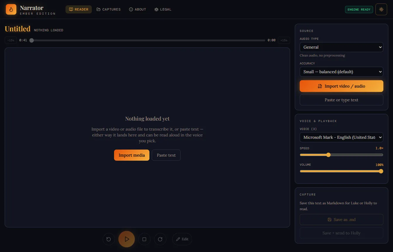 Ember Narrator screenshot